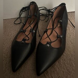 Halogen Black Lace-Up Flats
